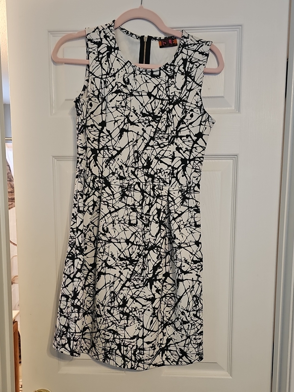 Sleeveless Abstract Black & White Mini Dress